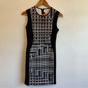 Clover Canyon Scuba Mini Dress Trinity Houndstooth Print Sheath Sleeveless M